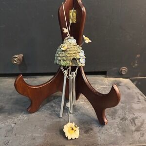 Whimsical Beehive Wind Chime with Flower and Bee Charm Garden Decor